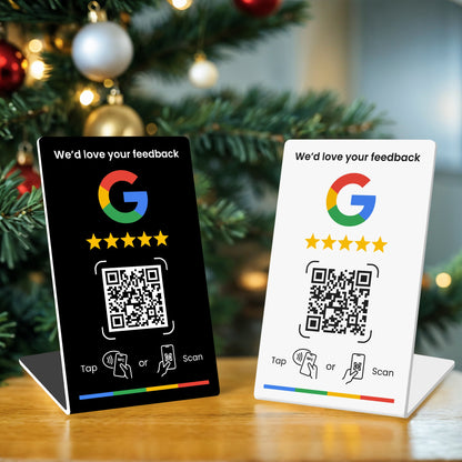 NFC Tap & QR Code, Easy Setup with Review Link Management, Durable PVC, Perfect for Google Reviews and Social Media Integration, Social Media Stand