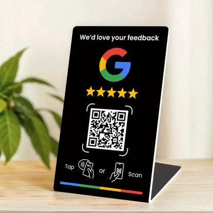 NFC Tap & QR Code, Easy Setup with Review Link Management, Durable PVC, Perfect for Google Reviews and Social Media Integration, Social Media Stand