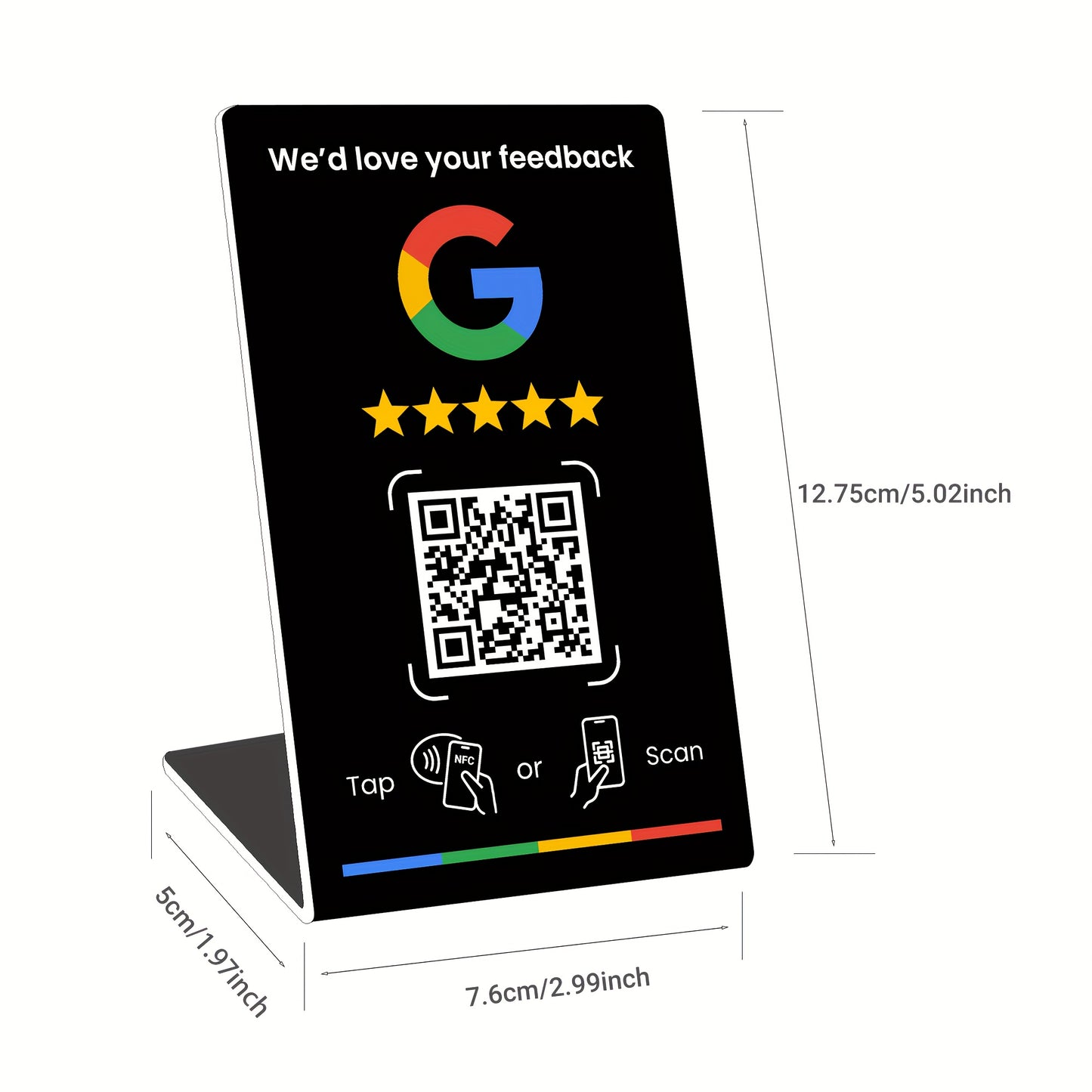 NFC Tap & QR Code, Easy Setup with Review Link Management, Durable PVC, Perfect for Google Reviews and Social Media Integration, Social Media Stand